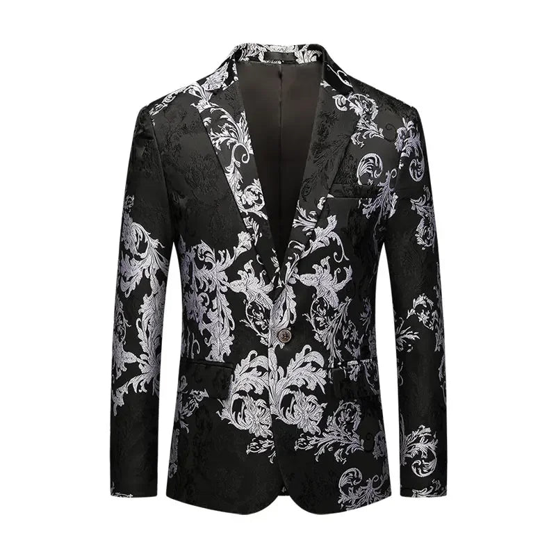 2023 Fashion New Men's Casual Boutique Business Holiday Flower Suit / Male Slim Floral Blazer Jacket Coat  Amaijoin