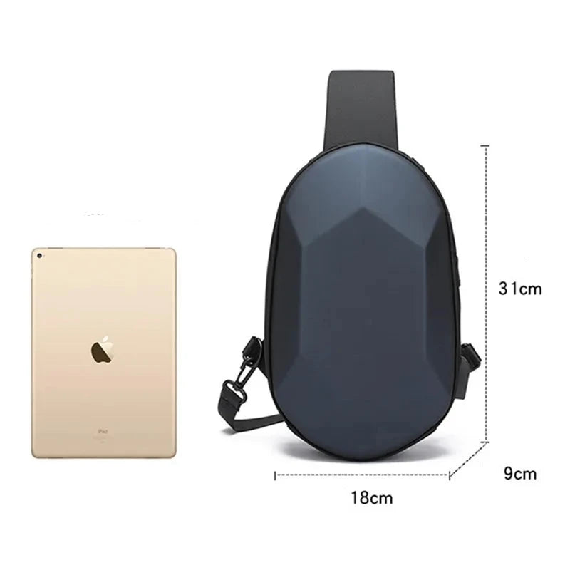 anti-theft men chest bag new fashion usb chest bag with earphone jack small shoulder bag man waterproof sports mobile phone bag  Amaijoin