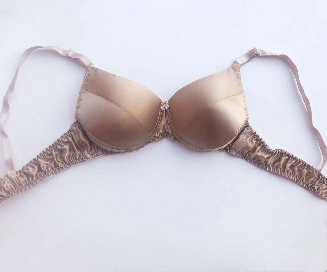 Birdtree 100%Real Silk Double-side Silk Bras Sexy Wire Free Ruched Fashion Sweet Seamless Bras 75 80 38 40 95 AB P3N001QM  Amaijoin