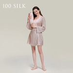 Carregue a imagem no visualizador da Galeria, Birdtree 19Momme 100%Pure Mulberry Silk Mini Robe for Women Silky Sleepwear Ladies Elegant Nightgown Natural Pajamas P3D037QM  Amaijoin
