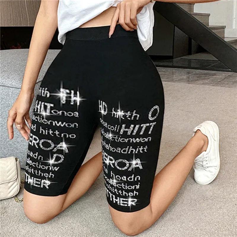 Women Thin Fitness Short Pants Ladies High-Waist Summer Shorts Bottom Biker Cycling Shorts Bodycon Streetwear female Clothing  Amaijoin