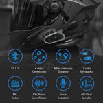 Carregue a imagem no visualizador da Galeria, New GoTalk4 Motorcycle Helmet Bluetooth Headset 800M 2 Riders Full-duplex Helmet Interphone  BT5.1 Communicator FM + Voice Assis  Amaijoin
