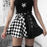 Carregue a imagem no visualizador da Galeria, Halloween Contrast Color Black and White Checkered Dark Style Skirt  Amaijoin
