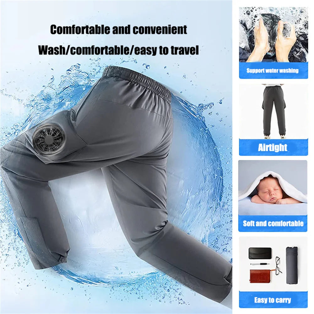 2023 Summer Fan Pants Men's Ice Fishing Outdoor Work Camping Air Conditioning Worker Charging Cooling Pants  Amaijoin