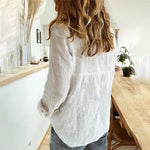 Carregue a imagem no visualizador da Galeria, Elegant Cotton Linen Shirts Women Casual Solid Button Lapel Blouses Shirts Spring Summer Long Sleeve Loose Tops Tunic Blusas  Amaijoin
