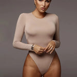 Carregue a imagem no visualizador da Galeria, O Neck Long Sleeve Solid White Sexy Bodysuit Women Black Autumn Winter Body Top Gray Casual Lady Streetwear Bodysuits  Amaijoin
