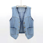 Carregue a imagem no visualizador da Galeria, Woman Jacket Vest Spring Summer Denim Vest Women&#39;s Short Loose Sleeveless Coat Vest Chaleco Mujer  Amaijoin
