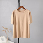 Load image into Gallery viewer, Hirsionsan 100% Cotton Oversized T Shirt Women Harajuku Basic Loose Short Sleeve Tees Soft Female Solid Tops Khaki Summer Jumper  Amaijoin
