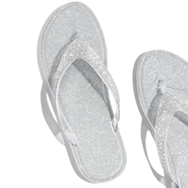 2024 Women Flip Flop Slippers Slides Bling Rhinestone Ladies Shoes Casual Summer Flat Female Crystal Glitter Woman Plus Size 43  Amaijoin