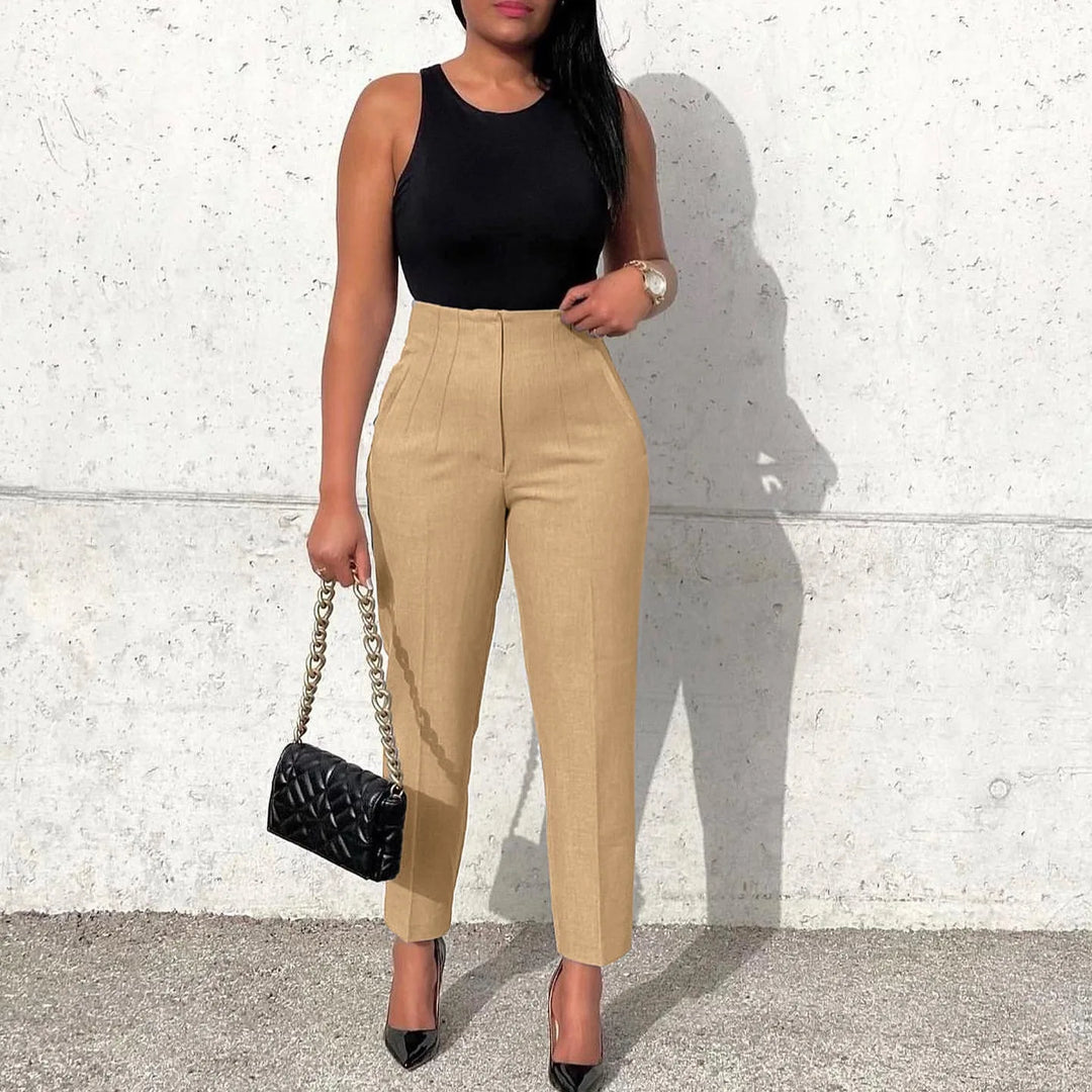 Work Pants for Women Office Elegant High Waisted Straight Ankle Length Fashion Formal African Business Trousers Pants Clothes OL  Amaijoin