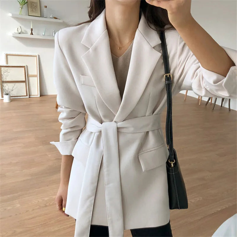 Personalized fashion spring and fall blazer Waist tie blazer spring and autumn blazer  Amaijoin