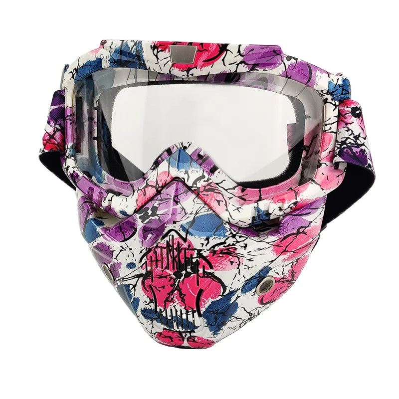 Motorcycle Mask Sakura Pattern Street Hip Hop Face Mask Motorcycle Goggles Mask Open Face Motorcycle Helmet Cycling Face Shield  Amaijoin