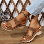 Carregue a imagem no visualizador da Galeria, Summer Women Slippers Plus Size Women&#39;s Shoes Retro Roman Sandals Women Pu Casual Flower Wedge Sandals Platform Slippers Heel  Amaijoin
