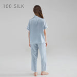 Carregue a imagem no visualizador da Galeria, Birdtree 19MM 100%Real Silk Pajama Set Women&#39;s Solid Lapel Short Sleeve Long Pants Basic Comfortable Loungewear Spring S41146QD  Amaijoin
