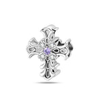 Carregue a imagem no visualizador da Galeria, 925 Sterling Silver Classic Purple Retro Heart Shape Lotus Angel Pattern Charms Beads Fit Pandora Original Bracelets DIY Jewelry  Amaijoin
