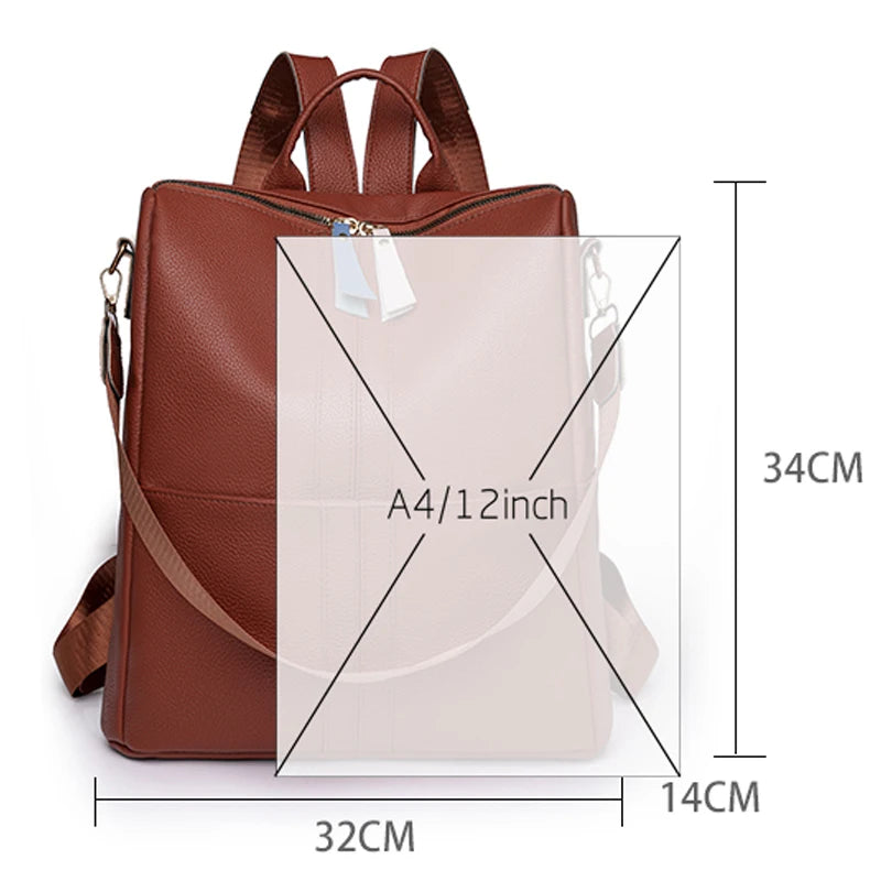 New Luxury Design Leather Women Backpack Casual School Bag for Teenager Girls Travel Back Pack Ladies Bagpack Mochilas Sac A Dos  Amaijoin