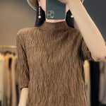 Carregue a imagem no visualizador da Galeria, Spring and Summer2023 New Women&#39;s Half-high collar Short-Sleeved Exquisite Cashmere Sweater Pullover  Amaijoin
