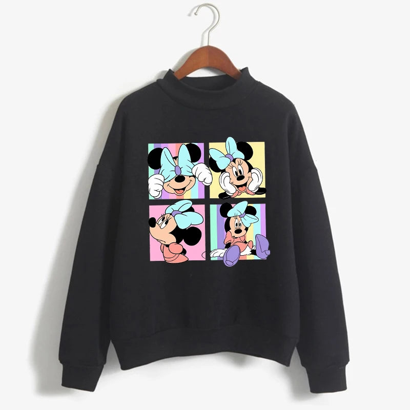 Sweatshirts Turtleneck Minnie Kawaii Cartoon  Anime Sweatshirt Disney Mickey Mouse Hoodie Clothes Girl Boy Top Hoodies  Amaijoin