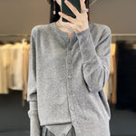 Carregue a imagem no visualizador da Galeria, Autumn And Winter New Cashmere Cardigan Women Solid Color Sweater Loose O-Neck Knitted Cashmere Cardigan Sweater Women  Amaijoin
