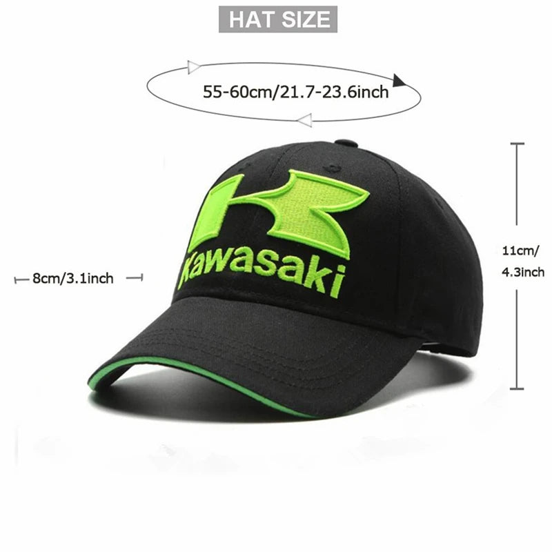 Kawasaki Genuine Men's and Women's Fashion Baseball Hat Embroidered Motorcycle Truck Driver Hat Dad Hat Racing Hat  Amaijoin