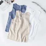 Carregue a imagem no visualizador da Galeria, L886 High Quality 100% Linen Vest Men Summer Fashion Solid Color O-neck Sleeveless Waistcoat Simple Casual Loose Daily Tank Tops  Amaijoin
