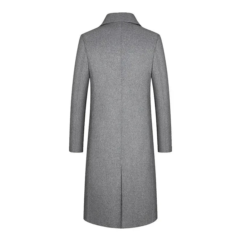 Mens Long Coat Woolen Jackets Boutique High-end Wool Blend Overcoat Trench Men X-long Thick Coat Over The Knee Trench Coat  Amaijoin