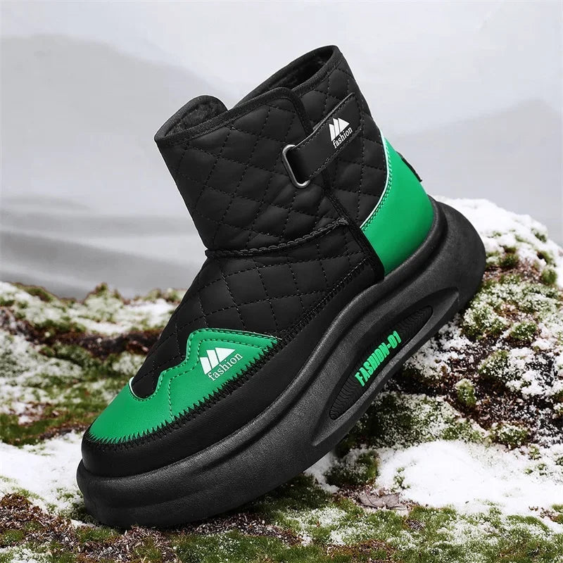 New Men's Snow Boots Mens Trendy All-match Cotton Shoes Winter Shoes for Men Warm Ankle Boots Anti-slip Shoes Thick Plush Boots  Amaijoin