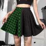 Carregue a imagem no visualizador da Galeria, Halloween Contrast Color Black and White Checkered Dark Style Skirt  Amaijoin
