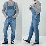 Carregue a imagem no visualizador da Galeria, Men Casual Pocket Button Stitching Spaghetti Strap Jeans Autumn Vintage Jeans Jumpsuits Men Washed Straight-Leg Denim Jumpsuits  Amaijoin
