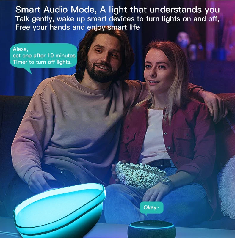 Tuya Smart WiFi RGBIC Ambient Night Light  Dimmable LED Smart Light Table Lamp Wireless Control Alexa Compatible Smart Lighting  Amaijoin