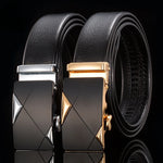 Carregue a imagem no visualizador da Galeria, For Men Famous Work Business Black Cowskin PU Strap Men Leather Belt Metal Automatic Buckle Brand High Quality Luxury Belts  Amaijoin
