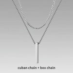 Carregue a imagem no visualizador da Galeria, Vnox 3D Vertical Bar Necklaces for Men, Layering Stainless Steel Geometric Pendant, Layered Wheat Rope Cuban Chain, Boy Collar  Amaijoin
