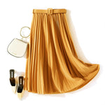 Carregue a imagem no visualizador da Galeria, XFPV 2023 New Autumn Summer Fashion Solid Color High Waist Pleated A Line medium and long Skirt Women SM1983  Amaijoin
