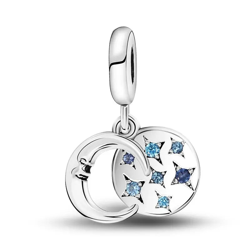 Charms Plata De Ley 925 Evil Blue Eyes Silver Sun Star Elk Dinosaur Flower Charm of Original Fits Women Anniversary DIY Jewelry  Amaijoin