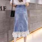 Carregue a imagem no visualizador da Galeria, Irregular Jean Skirts Women High Waist Ripped Beaded Denim Skirt Female 2024 New Straight Midi Skirts Zipper Fly Pocket Saias  Amaijoin
