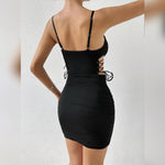 Carregue a imagem no visualizador da Galeria, Vemina Sexys Street Style Backless Bandage Slim Mesh See Through Skims Dress,Fashion Strappy Hollow Out Halter Package Hip Skirt  Amaijoin
