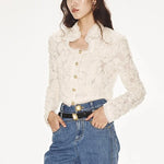 Carregue a imagem no visualizador da Galeria, 2024 Spring New Women&#39;s Jacket Y2k Three-dimensional Rose Lace Slightly Transparent Maosu Top Temperament Hundreds Short Jacket  Amaijoin
