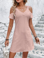 Carregue a imagem no visualizador da Galeria, Summer New High Waist Hollow-Out Dress Chic Elegant Office Ladies Vacation Dresses Fashion Casual Off Shoulder Sexy Vestidos  Amaijoin
