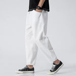 Carregue a imagem no visualizador da Galeria, 100% Cotton Summer Casual Pants Man Trendy Japanese Cropped Pants Loose Pants Men 5xl  Amaijoin
