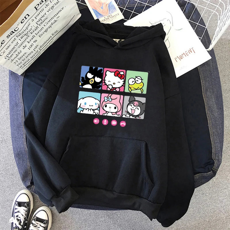 Women 90s Y2k 2000s Hoodies Hello Kitty Hip Hop Hoodie Sanrio Sweatshirt Clothes Tops Sweatshirt Clothing Streetwear  Amaijoin