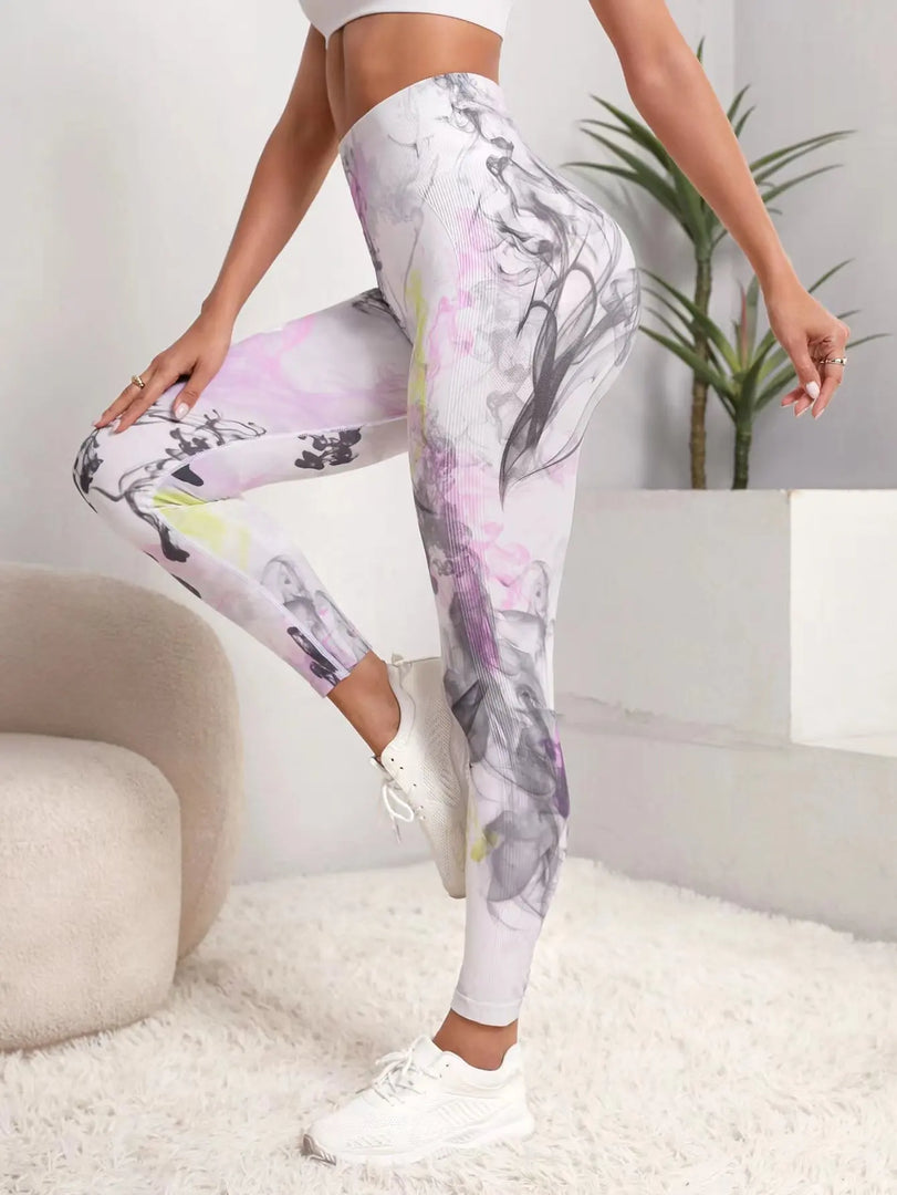 New 3D Print Tie Dye Sports Pants Women Seamless  Leggings High Waist Fitness Push Up Leggings Gym Clothing Workout Tights  Amaijoin