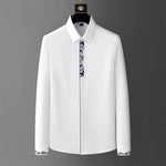 Carregue a imagem no visualizador da Galeria, 2024 Spring Luxury Placket Embroidery Men&#39;s Shirts Long Sleeve Slim Casual Business Dress Shirts Social Party Tuxedo Blouse 5XL  Amaijoin
