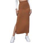 Carregue a imagem no visualizador da Galeria, Women Long Skirts High Waist Bodycon Skirt Women Solid Split Pink Skirt Autumn Winter Streetwear Straight Black Midi Skirt  Amaijoin
