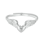 Load image into Gallery viewer, WOSTU 925 Sterling Silver Pink Heart Angel Wing Open Ring Adjustable Size For Couple Anniversary Marriage Date Gift Fine Jewelry  Amaijoin
