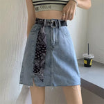 Carregue a imagem no visualizador da Galeria, High-waisted Denim Skirt Women&#39;s 2024 New Style Sensibility Design Side Slit Skirt A- line  Amaijoin
