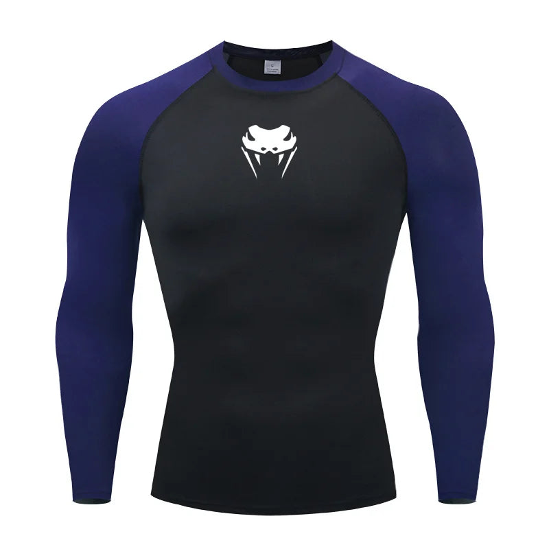 Men O-Neck Compression Shirt Gym MMA Long or Short Sleeve T-shirt Men's Fitness Bodybuilding Clothes Rashguard Sports Top Tees  Amaijoin