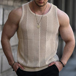 Carregue a imagem no visualizador da Galeria, Summer New Men&#39;s Sleeveless T-shirt Sleeveless Slim Knit Vest Men&#39;s Tank Top Sexy Hollow Through Men&#39;s Vest FugeesTee Sportswear  Amaijoin
