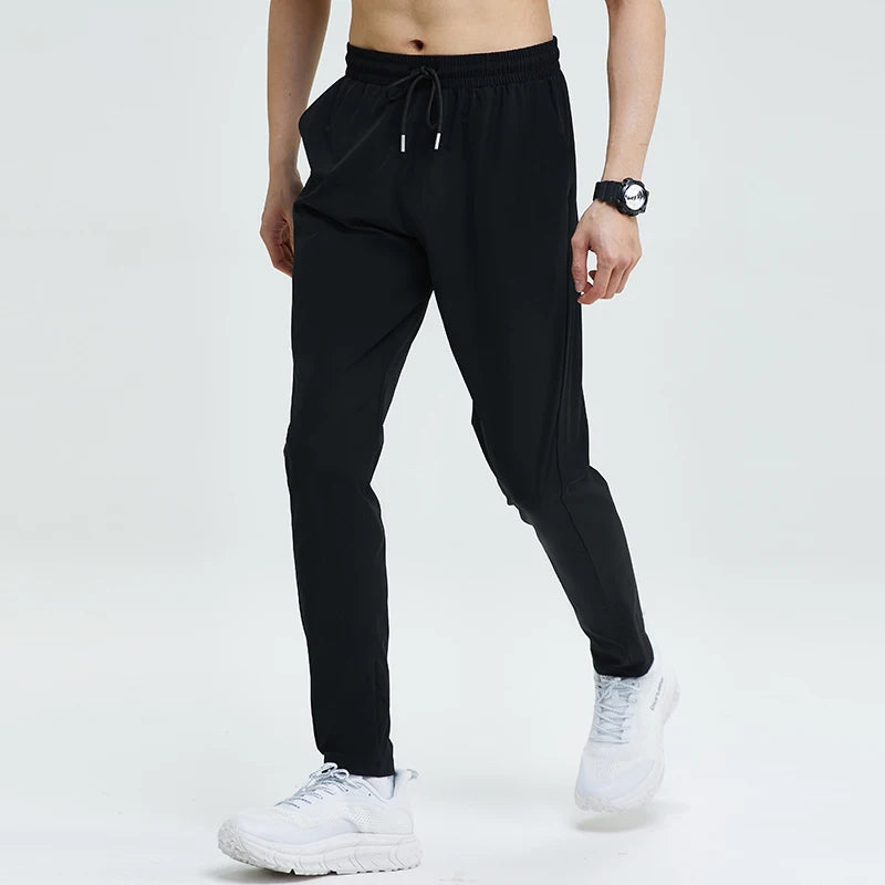 Gym Fitness Trousers Men's Pencil Pants Tight Jogging Running Breathable Quick-Drying Ice Silk Sports Wind Casual Fashion Pants  Amaijoin