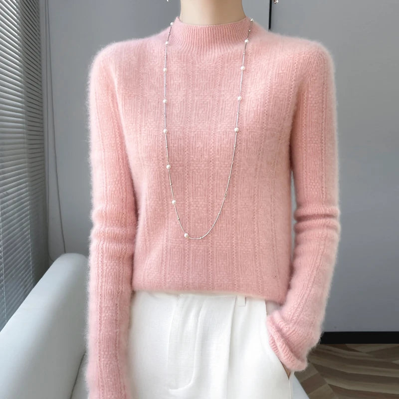 2023 Autumn/Winter New 100% Merino Wool Women's Pile Neck Sweater Jumper Fashion Women's Sweater Warm Turtleneck Sweater Top  Amaijoin