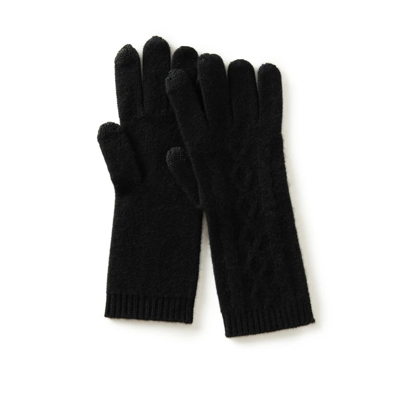 Winter High-Quality Cashmere Touch Screen Gloves Women Soft Warm Stretch Knit Mittens Full Finger Guantes Female Crochet Luvas  Amaijoin